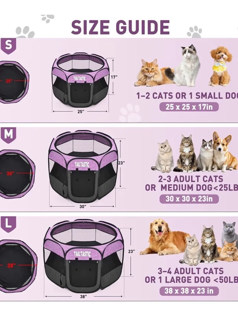 Purple Portable Cat Playpen - Foldable Travel Pet Enclosure